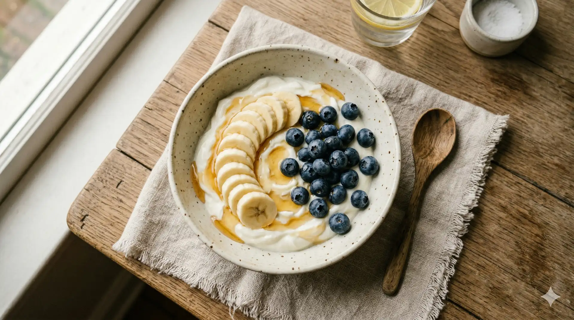 Banaan met Griekse yoghurt als gezond tussendoortje
