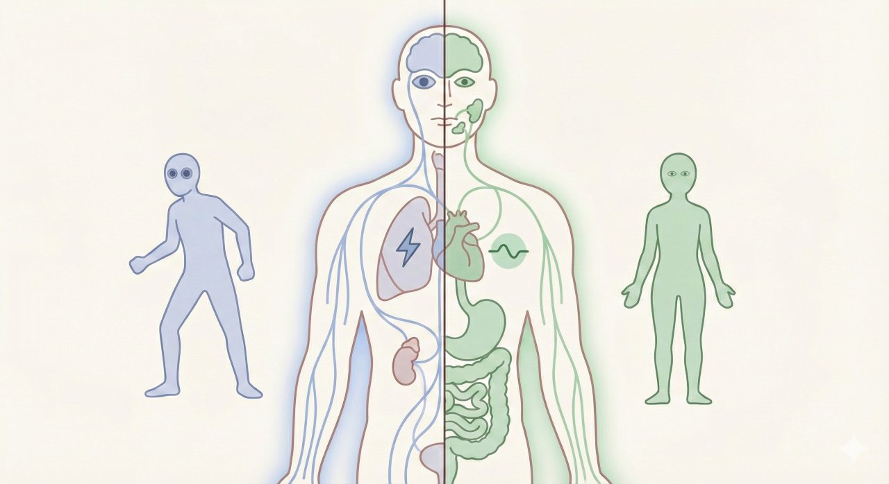 Illustratie autonome zenuwstelsel sympathisch en parasympathisch
