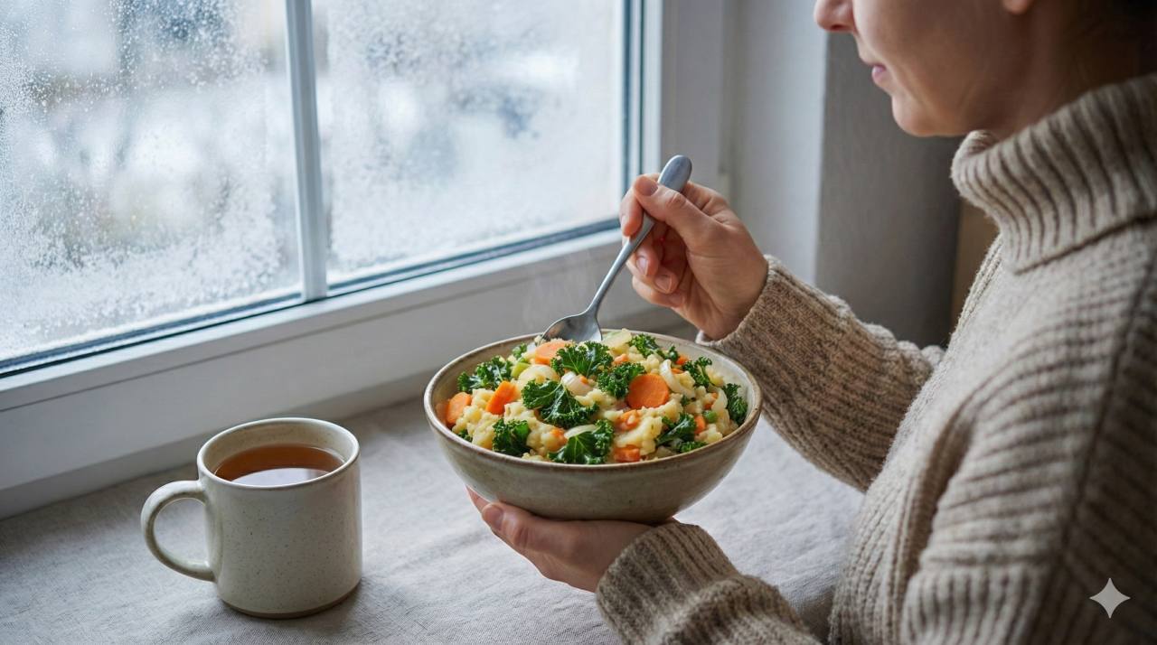 Genieten van gezond comfort food op een koude dag