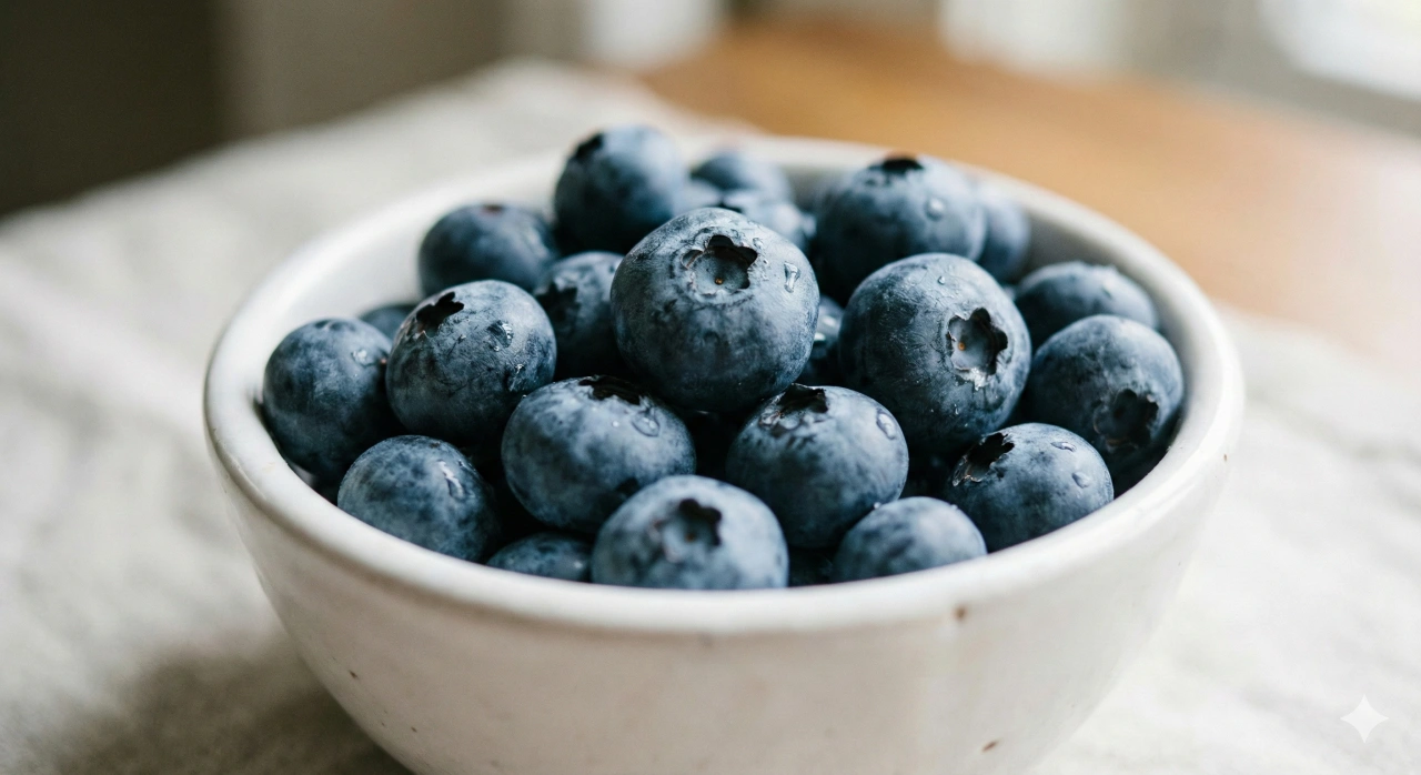 Close-up blauwe bessen in schaaltje