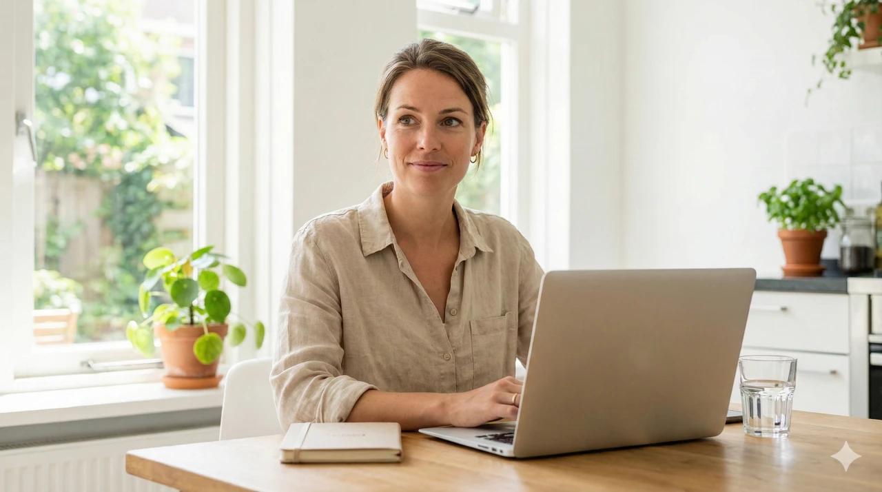 creatine impact op je brein en cognitieve functie, vrouw met laptop
