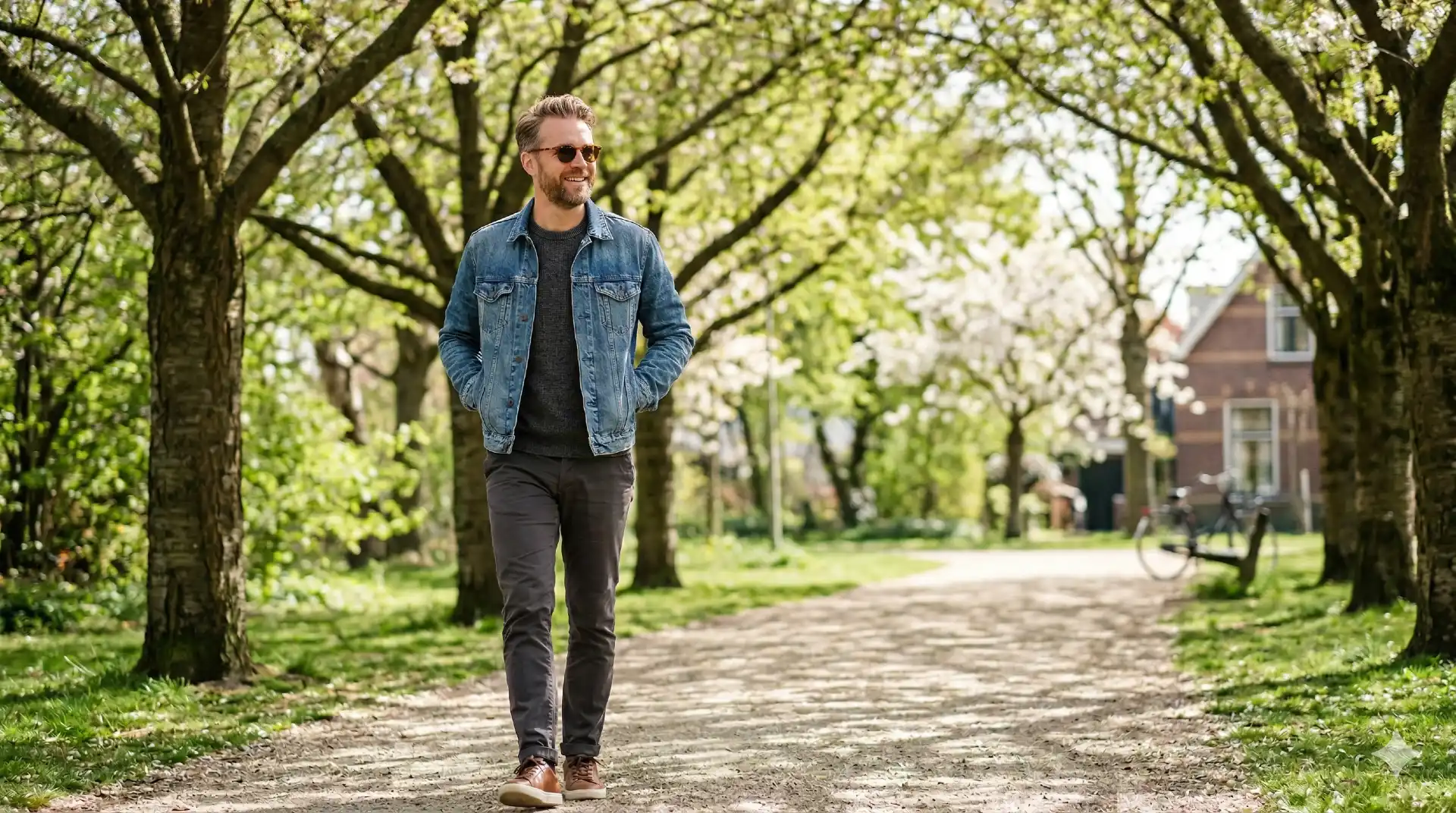 Man wandelt buiten met zonnebril voor ooggezondheid
