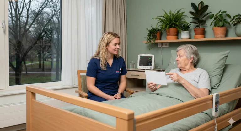 NRS pijnscore afnemen bij patiënt in ziekenhuiskamer