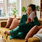 Oorpijn oma weet raad: vrouw houdt warmtekruik tegen haar oor